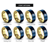 font options for inside engraving on gold & blue coconut drink rings