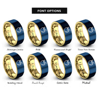 font options for inside engraving on gold & blue coconut drink rings