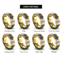 font options for inside engraving on gold & gray coconut drink rings