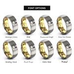 font options for inside engraving on gold & silver coconut drink rings