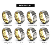 font options for inside engraving on gold & silver coconut drink rings