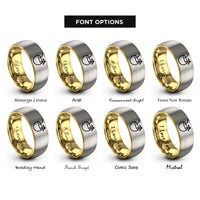 font options for inside engraving on gold & silver coconut drink rings