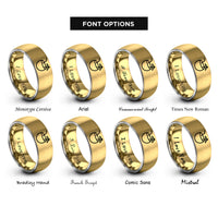 font options for inside engraving on gold & gray coconut drink rings