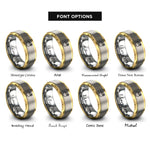 font options for inside engraving on gold & grey coconut drink rings