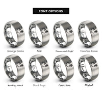 font options for inside engraving on grey coconut drink rings