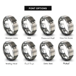 font options for inside engraving on grey coconut drink rings