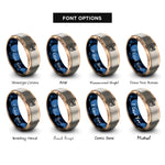 font options for inside engraving on rose gold & blue & silver coconut drink rings