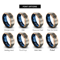 font options for inside engraving on rose gold & blue & silver coconut drink rings