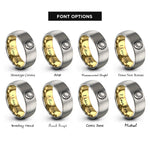 font options for inside engraving on gold & gray coconut rings