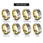 font options for inside engraving on gold & silver coconut rings