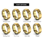 font options for inside engraving on gold & silver coconut rings