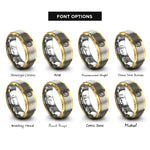 font options for inside engraving on gold & silver coconut rings