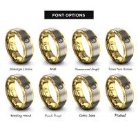 font options for inside engraving on gold & gray coconut rings
