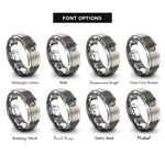 font options for inside engraving on grey coconut rings