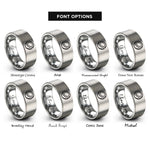 font options for inside engraving on gray coconut rings
