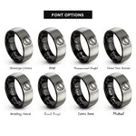 font options for inside engraving on black & silver coconut half rings