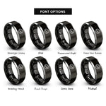 font options for inside engraving on black & gray coconut half rings