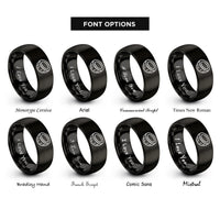 font options for inside engraving on black coconut half rings