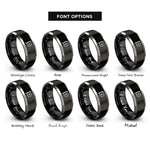 font options for inside engraving on black & grey coda mark rings