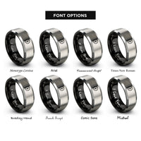 font options for inside engraving on black & silver coda mark rings