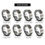 font options for inside engraving on silver coda mark rings