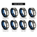 font options for inside engraving on black & blue & silver code flag k rings