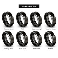 font options for inside engraving on black & gray coffee bean rings