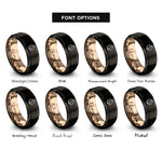 font options for inside engraving on black & rose gold coffee bean rings