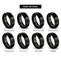 font options for inside engraving on black coffee bean rings