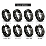 font options for inside engraving on black & gray coffee bean pattern rings