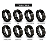 font options for inside engraving on black coffee bean pattern rings