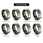 font options for inside engraving on gunmetal & grey coffee bean pattern rings
