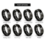 font options for inside engraving on black & silver coffee beans rings
