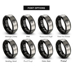 font options for inside engraving on black & gray coffee beans rings