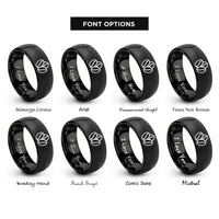 font options for inside engraving on black coffee beans rings