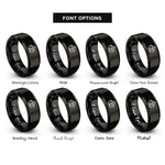 font options for inside engraving on black coffee beans rings