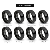 font options for inside engraving on black coffee beans rings