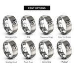 font options for inside engraving on grey coffee beans rings
