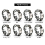 font options for inside engraving on grey coffee beans rings