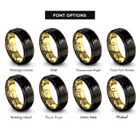 font options for inside engraving on black & gold coffee cherries rings