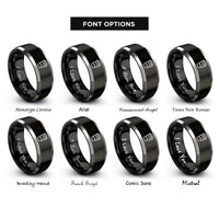 font options for inside engraving on black & grey coffee cup rings