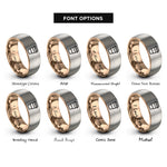font options for inside engraving on rose gold & gray coffee cup rings