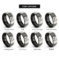 font options for inside engraving on black & grey coffee cup steam rings