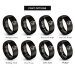 font options for inside engraving on black coffee cup steam rings