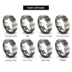 font options for inside engraving on grey coffee cup steam rings