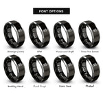 font options for inside engraving on black & grey coffee straw rings