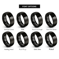 font options for inside engraving on black coffee straw rings