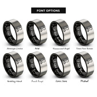 font options for inside engraving on black & grey coffee tamper rings