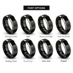 font options for inside engraving on black & gray coffee tripod rings