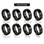 font options for inside engraving on black coffee tripod rings
